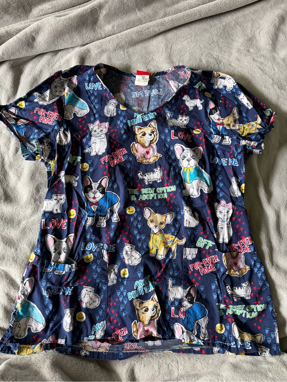 Navy Blue Puppy Print Top